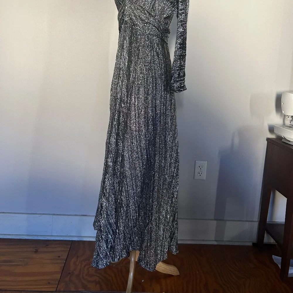Vintage 70s Incredible Silver Metallic Maxi Dress - Picture 3 of 6